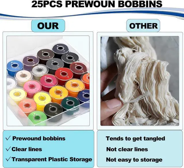 Alt view image 7 of 7 - Sewing Thread Kit, 25 Pcs Bobbins for Sewing Machine, Size A SA156 Bobbin Thread for Brother Embroidery and Sewing Machines DIY Projects