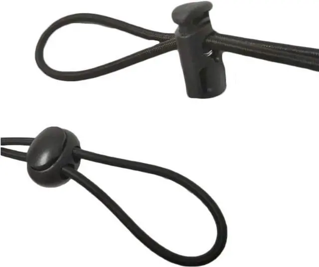 Alt view image 4 of 6 - 30pcs Plastic Cord Locks with 1/8-Inch 50ft Elastic Cord Heavy Stretch Round String, 10Pcs Sing-Hole, 10pcs Double-Hole Spring Toggle Stopper Slider (3mm-Black)