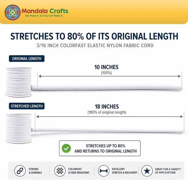 Alt view image 6 of 7 - Mandala Crafts 5mm Orange Spandex Soft Elastic Cord for Hair Ties Bikini | 20 Yds, Durable, Flat Nylon Fabric Stretchy String for Hair Accessories Bathing Suit Drawstring Sewing, No Shrink