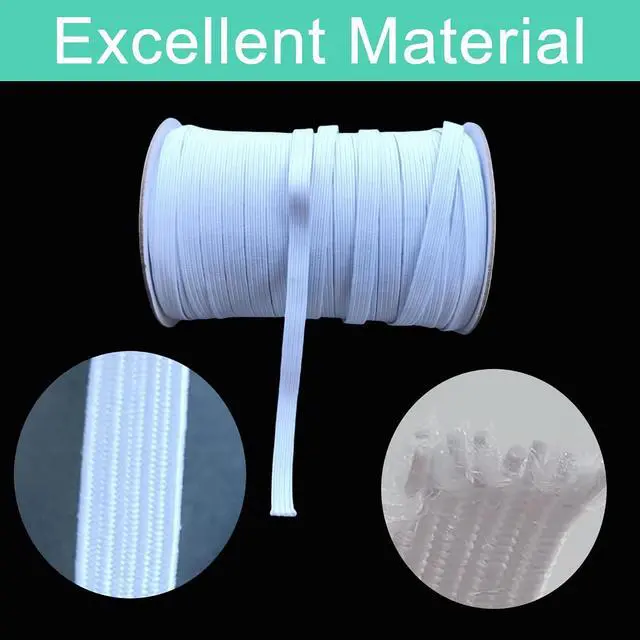 Alt view image 2 of 7 - 1/4 Inch White Elastic Band 50 Yards High Stretchy Flat Elastic Cord for Sewing & Crafts | Includes Sewing Scissors & Elastic Threader Tool