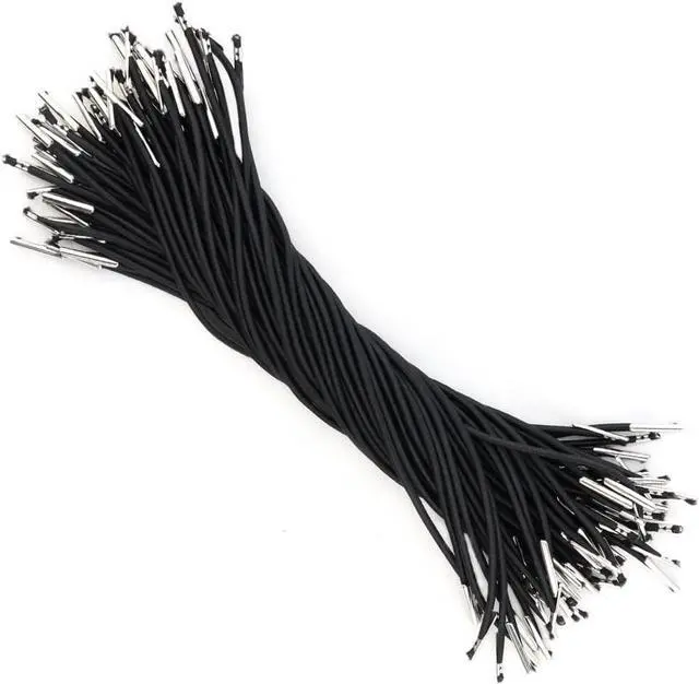 Main image of 60 Pcs Black Elastic Barbed Cords with Metal Ends for Party Hats DIY Crafts | Stretch Crafts Fastener, Loop Band with Metal Ends, For Party Hat, Elastic Menus Badges Signs