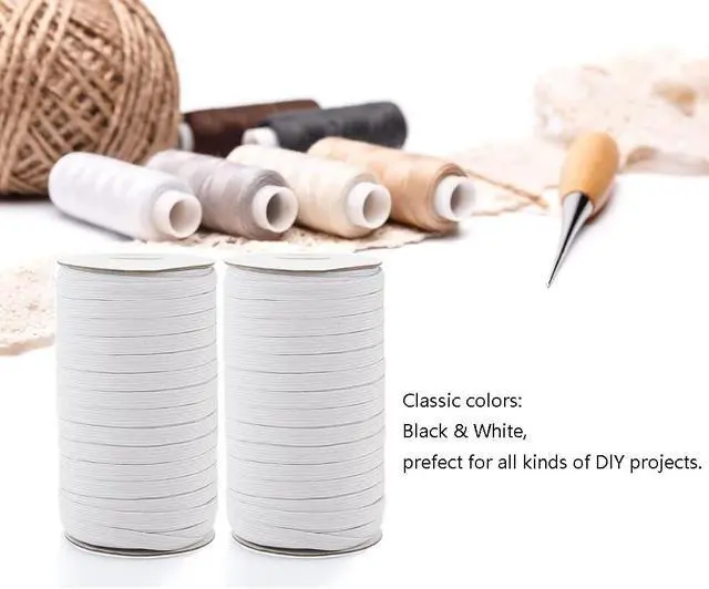 Alt view image 3 of 6 - 80 Yards Elastic Band 3/8 inch Wide White Elastic Strap High Elastic Cord for Sewing Waistband and Pants Waist, 1 Rolls