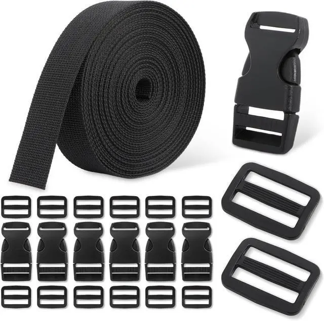 Main image of 1-Inch Buckle and Strap Kit, 6-Yard Polyester Webbing, 6 Buckles | 6 yards of 1-inch polyester webbing with 6 quick-release buckles and 12 triglides for backpacks, collars and DIY gear straps.