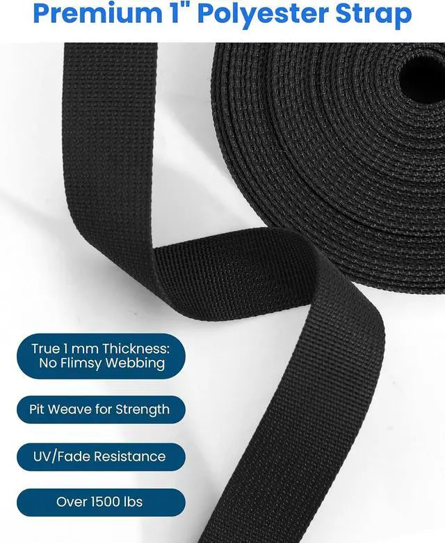 Alt view image 5 of 7 - 1-Inch Buckle and Strap Kit, 6-Yard Polyester Webbing, 6 Buckles | 6 yards of 1-inch polyester webbing with 6 quick-release buckles and 12 triglides for backpacks, collars and DIY gear straps.