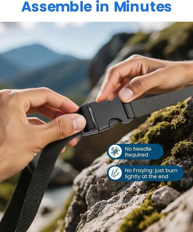 Alt view image 7 of 7 - 1-Inch Buckle and Strap Kit, 6-Yard Polyester Webbing, 6 Buckles | 6 yards of 1-inch polyester webbing with 6 quick-release buckles and 12 triglides for backpacks, collars and DIY gear straps.