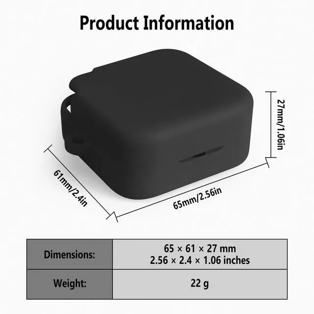 Alt view image 3 of 6 - Geiomoo Silicone Cover for CMF Buds 2a Case, Soft Flexible Scratch Resistant Protective with Lanyard (Black)