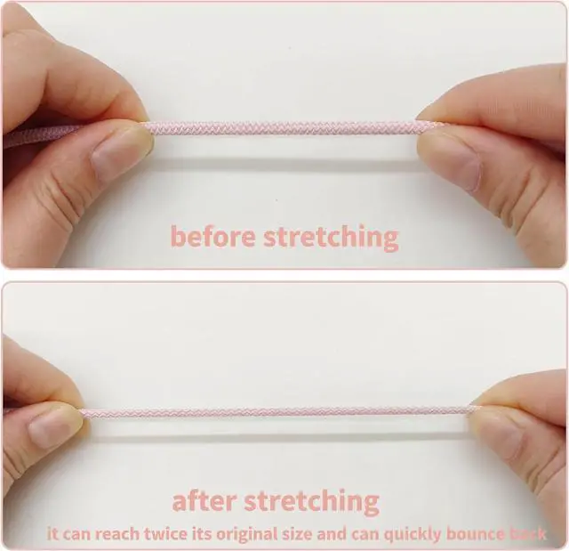Alt view image 4 of 7 - Pink 3mm Round Elastic Cord 15yd-Stretchy String | 1/8'' Non-slip braided string with heavy stretch.Great for shoelaces,hair bands,gear,ties & DIY crafts