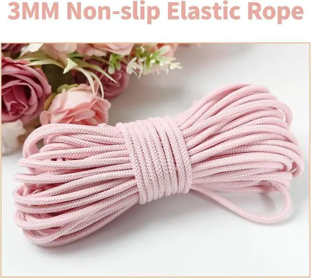 Alt view image 5 of 7 - Pink 3mm Round Elastic Cord 15yd-Stretchy String | 1/8'' Non-slip braided string with heavy stretch.Great for shoelaces,hair bands,gear,ties & DIY crafts