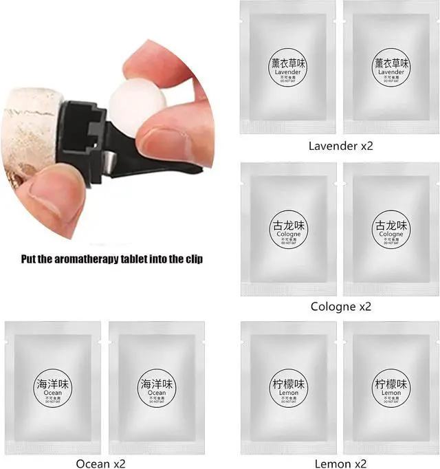 Alt view image 3 of 5 - 8 Packs Car Air Vent Clip Refills Solid Pads | 4 Scents(Lemon, Ocean, Cologne, Lavender) Replacement Tablets Long Lasting Freshener for Cars