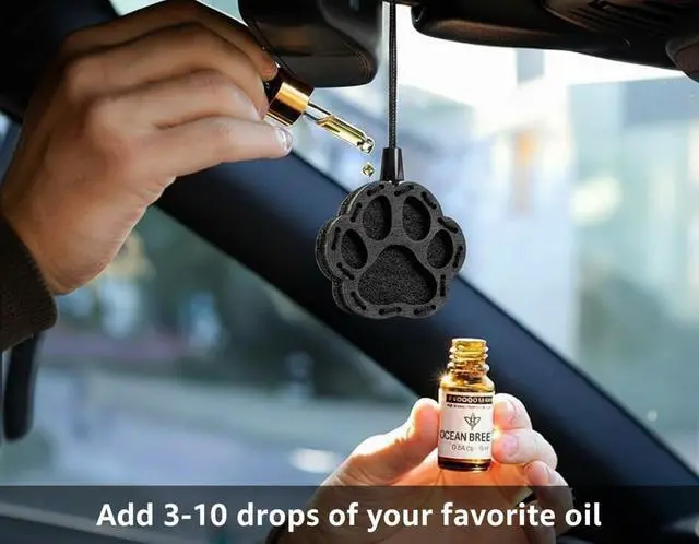 Alt view image 4 of 7 - Wood Car Air Freshener Paw Designed Handmade Unscented DIY Essential Oil Hanging Diffuser with Felt Insert Add Your Own Oils Refillable Car/Truck/SUV Cardboard Box