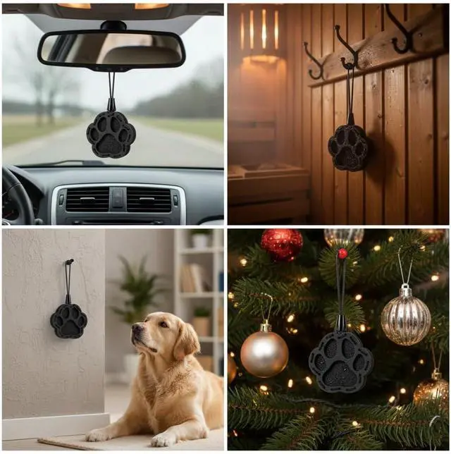 Alt view image 5 of 7 - Wood Car Air Freshener Paw Designed Handmade Unscented DIY Essential Oil Hanging Diffuser with Felt Insert Add Your Own Oils Refillable Car/Truck/SUV Cardboard Box
