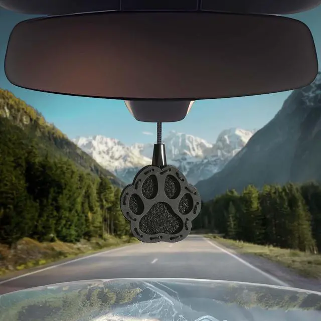 Alt view image 3 of 7 - Wood Car Air Freshener Paw Designed Handmade Unscented DIY Essential Oil Hanging Diffuser with Felt Insert Add Your Own Oils Refillable Car/Truck/SUV Cardboard Box