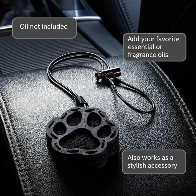 Alt view image 6 of 7 - Wood Car Air Freshener Paw Designed Handmade Unscented DIY Essential Oil Hanging Diffuser with Felt Insert Add Your Own Oils Refillable Car/Truck/SUV Cardboard Box
