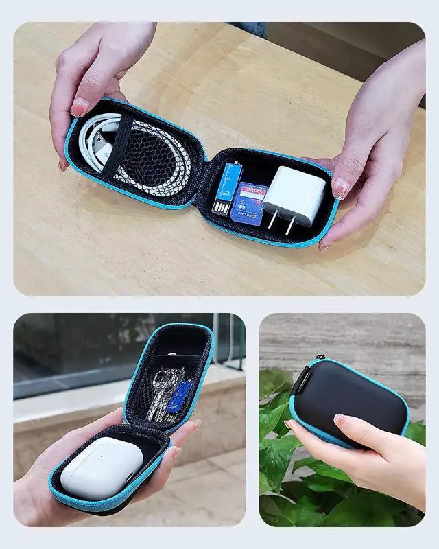 Alt view image 3 of 6 - SUNGUY Earbuds Case 4Pack, Rectangle Earbuds Carrying Case, Portable Earphone Pouch Phone Accessories Organizer with Carabiner for Earphone, in-Ear Headphones, Earbud, SD Card, USB Charging Cable