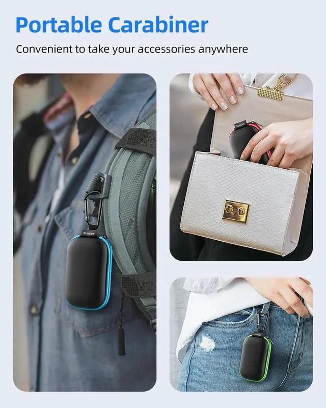 Alt view image 4 of 6 - SUNGUY Earbuds Case 4Pack, Rectangle Earbuds Carrying Case, Portable Earphone Pouch Phone Accessories Organizer with Carabiner for Earphone, in-Ear Headphones, Earbud, SD Card, USB Charging Cable
