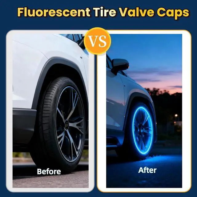 Alt view image 3 of 7 - 20 Pcs Glow in The Dark Tire Valve Caps (Blue) | Fluorescent Tire Valve Stem Caps Cool Car Present for Universal Decoration Accessories for Car
