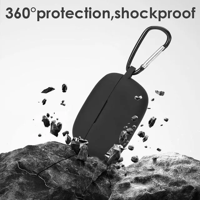 Alt view image 3 of 6 - Silicone Case for JBL Vibe Beam 2, JBL Vibe Beam, JBL Vibe 200TWS True Wireless Headphones, Premium Shockproof Case Cover with Carabiner.(Black)