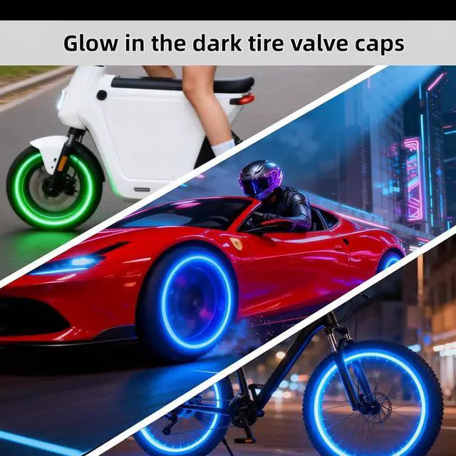 Alt view image 7 of 7 - 20 Pcs Glow in The Dark Tire Valve Caps (Blue) | Fluorescent Tire Valve Stem Caps Cool Car Present for Universal Decoration Accessories for Car