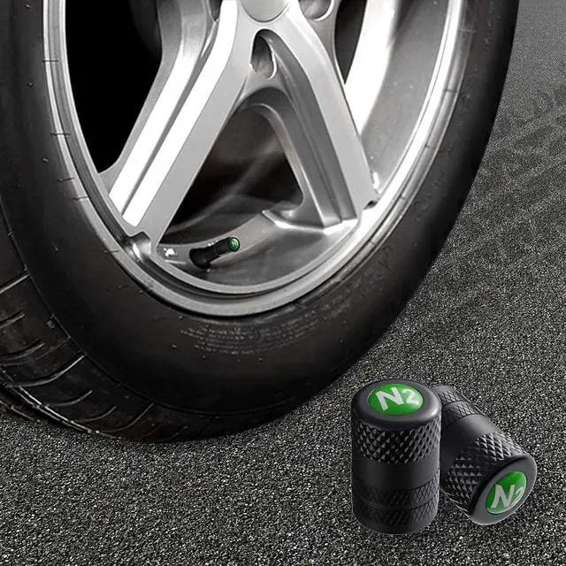 Alt view image 6 of 6 - CKAuto Tire Valve Stem Caps, Aluminum Black with N2 Nitrogen Logo, 4 pcs | Corrosion Resistant, Universal Stem Covers for Cars Trucks Motorcycles SUVs and Bikes