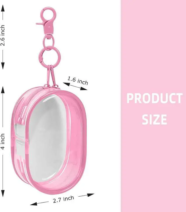 Alt view image 2 of 6 - Linsaner 2 Pack Transparent Tech Pouch Storage Bags, Pink + Purple | Cable Organizer, Earphone Storage, Charger Holder, Key, Coin, Blind Box Doll Display Bag
