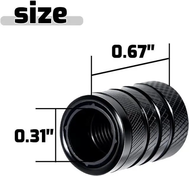 Alt view image 4 of 7 - 4-Piece Black Anodized Aluminum-Plastic Composite Tire Valve Stem Caps with Integrated Plastic Sleeve,Corrosion-Resistant and Universal Fit,Suitable for Cars, Trucks, and Motorcycles(Black)