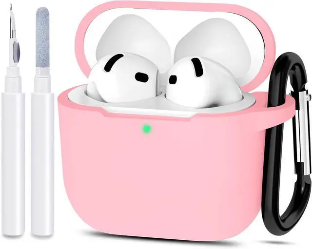 Main image of Compatible with AirPods 4 Case Cover, Protective Silicone Skin Accessories with Keychain for Women Men for Apple AirPods 4th Generation Case(2024), Front LED Visible, Pink