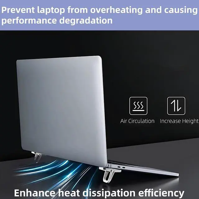 Alt view image 3 of 6 - Portable Laptop Stand Zinc Alloy Anti-Slip Keyboard Riser Suitable for 10-17 Inches Laptops, Black