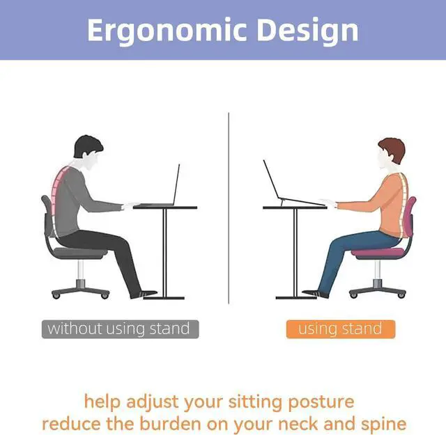 Alt view image 4 of 6 - Portable Laptop Stand Zinc Alloy Anti-Slip Keyboard Riser Suitable for 10-17 Inches Laptops, Black