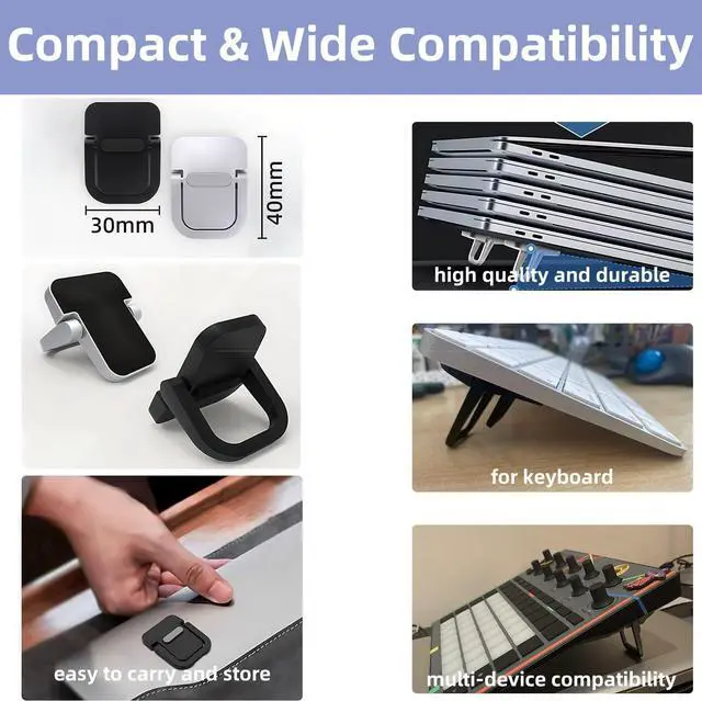 Alt view image 5 of 6 - Portable Laptop Stand Zinc Alloy Anti-Slip Keyboard Riser Suitable for 10-17 Inches Laptops, Black