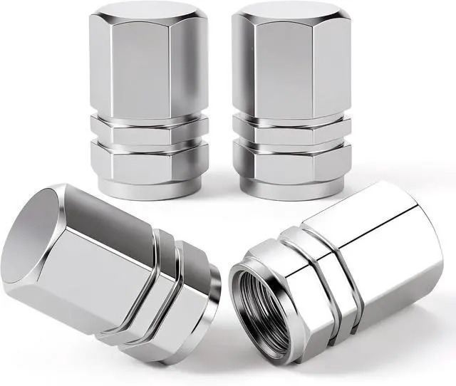 Main image of 4PCS Tire Valve Stem Caps, with Rubber O-Ring, Corrosion Resistant Leak-Proof, Aluminum Alloy Universal Wheel Valve Covers for Cars, SUV, Trucks, Bikes, Motorcycles, Bicycles(Silver)