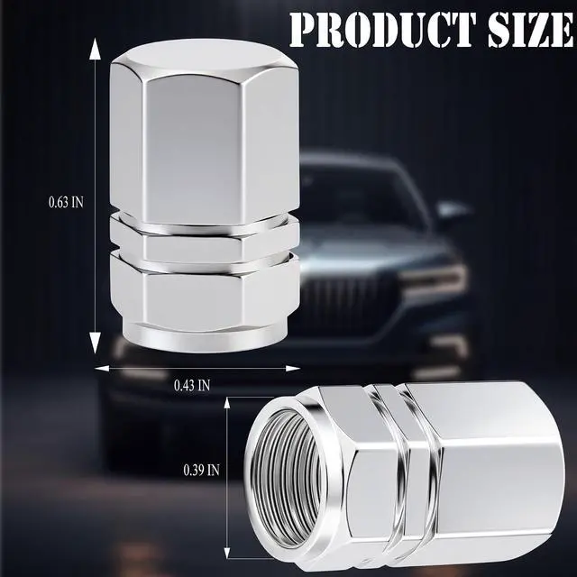 Alt view image 2 of 7 - 4PCS Tire Valve Stem Caps, with Rubber O-Ring, Corrosion Resistant Leak-Proof, Aluminum Alloy Universal Wheel Valve Covers for Cars, SUV, Trucks, Bikes, Motorcycles, Bicycles(Silver)