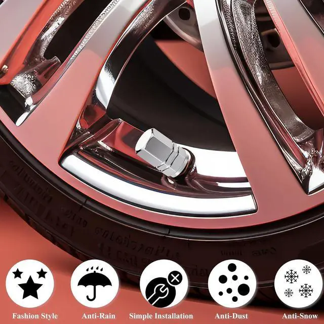 Alt view image 5 of 7 - 4PCS Tire Valve Stem Caps, with Rubber O-Ring, Corrosion Resistant Leak-Proof, Aluminum Alloy Universal Wheel Valve Covers for Cars, SUV, Trucks, Bikes, Motorcycles, Bicycles(Silver)