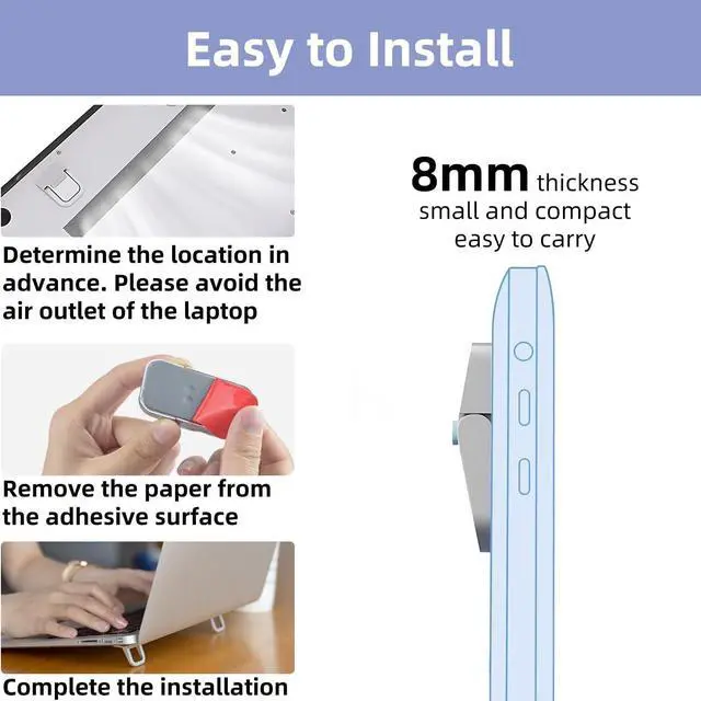 Alt view image 6 of 6 - Portable Laptop Stand Zinc Alloy Anti-Slip Keyboard Riser Suitable for 10-17 Inches Laptops, Black
