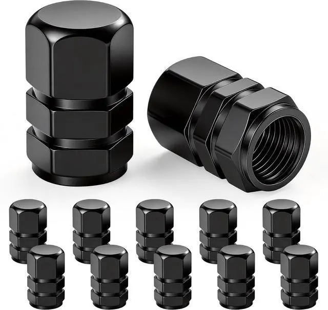 Main image of JUSTTOP Car Tire Valve Stem Caps, 12pcs Air Caps Cover, Universal for Cars, SUVs, Bike, Trucks and Motorcycles-Black