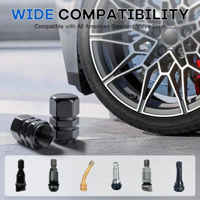 Alt view image 3 of 6 - JUSTTOP Car Tire Valve Stem Caps, 12pcs Air Caps Cover, Universal for Cars, SUVs, Bike, Trucks and Motorcycles-Black