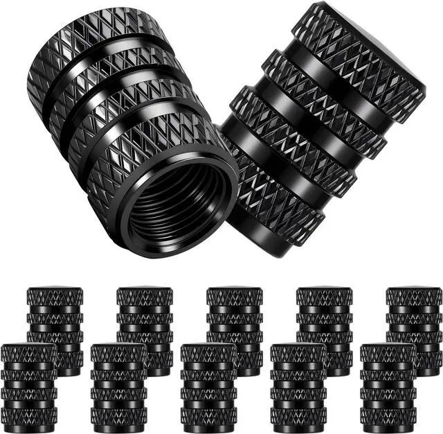 Main image of Tire Valve Stem Caps, Black Anodized Aluminum, 12PCS/Pack, Corrosion Resistant Anti-Rust, Universal Tire Valve Covers for Cars, Trucks, SUVs, Motorcycles and Bikes