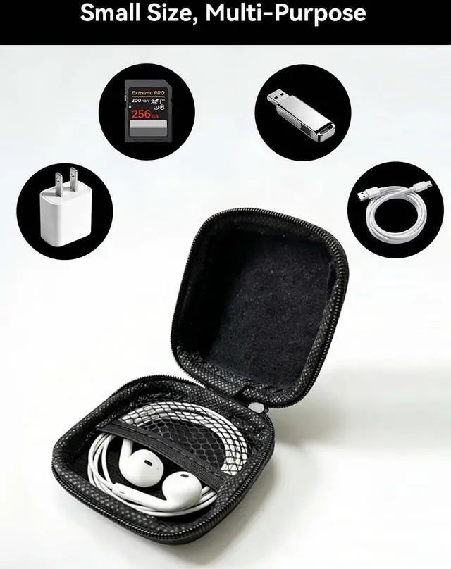 Alt view image 3 of 6 - MAS CARNEY Earphone Case, Headphone Earbud Hard Protective Carrying earplug Case Bag for Wired Earphones MP3 Small Items