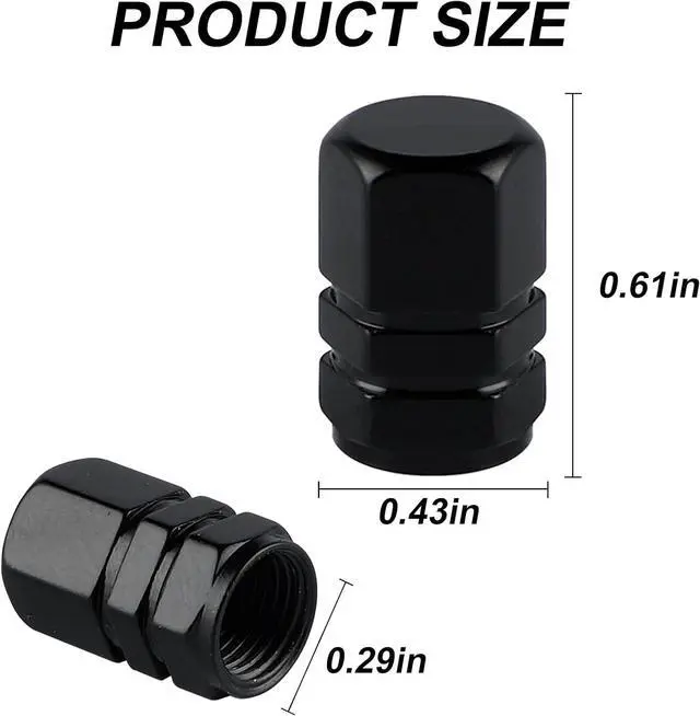 Alt view image 2 of 6 - Aluminum Tire Stem Valve Caps Wheel Valve Covers Car Dustproof Tire Cap Cover Accessories, Universal for SUV, Car, Bike and Motorcycle, Hexagon Shape (4PCS Black)