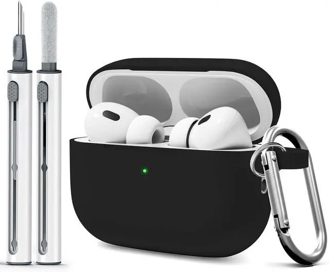 Main image of for AirPods Pro 2 Case with Cleaner Kit, Compatible with Airpods Pro 2nd/1st Generation Case (USB-C Cable) with Keychain for Women and Men,Black