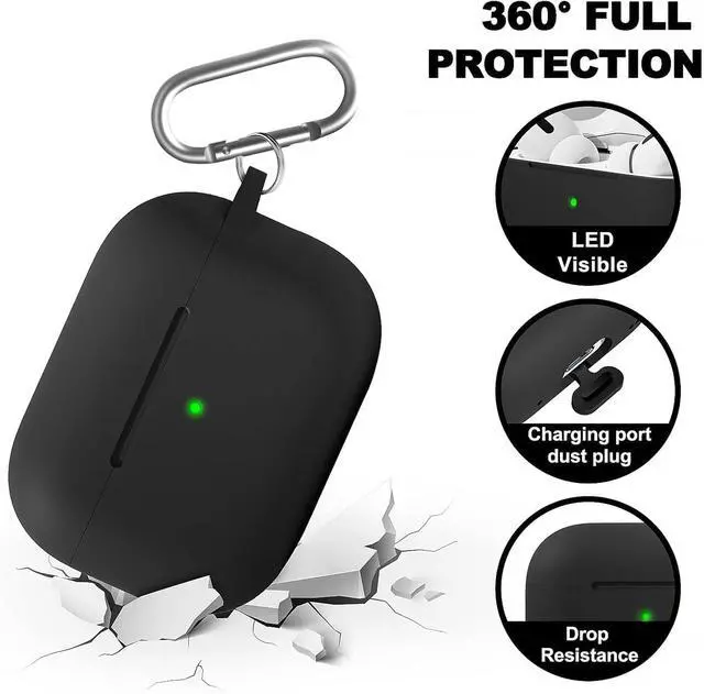 Alt view image 4 of 6 - for AirPods Pro 2 Case with Cleaner Kit, Compatible with Airpods Pro 2nd/1st Generation Case (USB-C Cable) with Keychain for Women and Men,Black