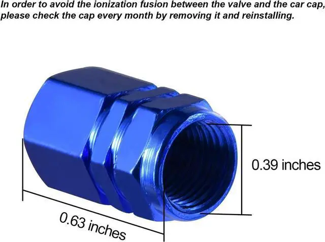 Alt view image 2 of 7 - EBOOT 8 Pcs Blue Tire Valve Stem Caps,Hexagon Aluminum | Universal Dustproof Tire Stem Cover, Corrosion Resistant, Fits Car Truck Bike SUV, Hexagon Shape