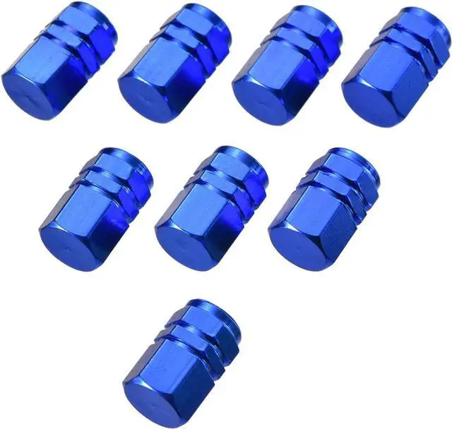 Alt view image 3 of 7 - EBOOT 8 Pcs Blue Tire Valve Stem Caps,Hexagon Aluminum | Universal Dustproof Tire Stem Cover, Corrosion Resistant, Fits Car Truck Bike SUV, Hexagon Shape