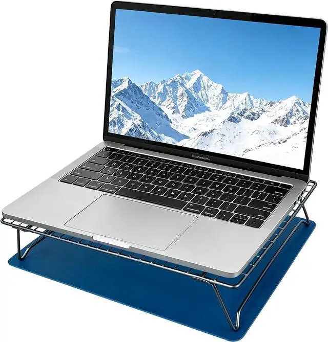 Main image of Adjustable Laptop Stand for Desk with Mouse Pad, Ergonomic Metal Foldable Laptop Riser with 3cm/6cm Height, Ventilated Cooling Computer Stand for 10-16 Inch Laptops