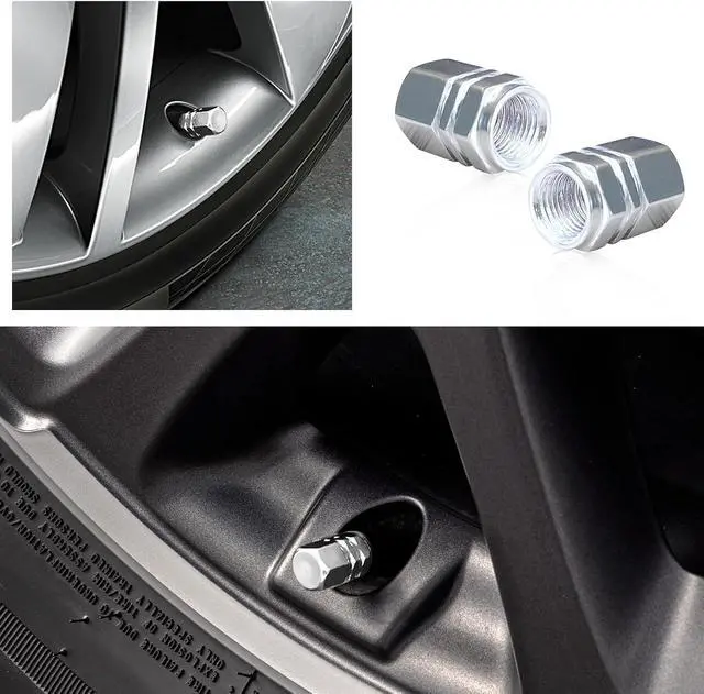 Alt view image 6 of 6 - Ziciner 8 PCS Car Tire Valve Stem Caps, Aluminum Alloy Wheel Valve Covers with Rubber O-Ring, Corrosion Resistant Leak-Proof Tire Air Cap Set, Universal for SUV, Truck, Motorcycle, Bike (Silver)