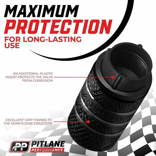 Alt view image 3 of 7 - Tire Valve Stem Caps Set of 8 Laser-Engraved Aluminum Car Tire Caps | Labeled (FR FL RR RL) Caps with Plastic Liner Anti-Corrosion | Schrader Valve Stem Covers Cars Trucks Bikes