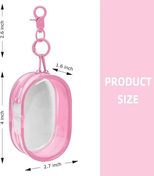 Alt view image 2 of 6 - Linsaner 1 Pack Transparent Tech Pouch Storage Bag, Pink | Cable Organizer, Earphone Storage, Charger Holder, Key, Coin, Blind Box Doll Display Bag