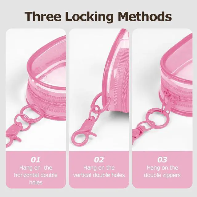 Alt view image 3 of 6 - Linsaner 1 Pack Transparent Tech Pouch Storage Bag, Pink | Cable Organizer, Earphone Storage, Charger Holder, Key, Coin, Blind Box Doll Display Bag