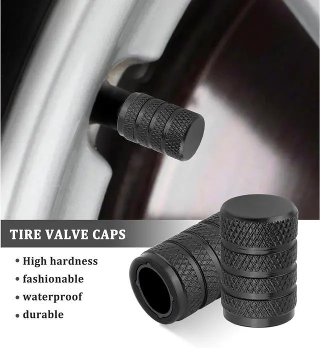 Alt view image 3 of 7 - 4PCS Car Tire Valve Caps,Aluminum Alloy Tire Valve Stem Caps with Inner Protective Sleeve for Maintaining Tires Pressure and Decoration,Universal Tires Air Cap Replacement