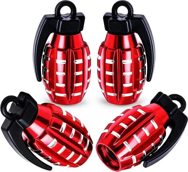Main image of 4 PCS Tire Valve Stem Caps, Aluminium Alloy Tire Valve Stem Covers Universal for Cars, Trucks, SUV, Motorcycles, Bike and Bicycles (Red)
