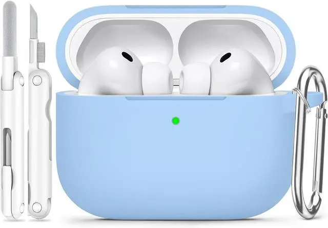 Main image of for AirPods Pro 3 Case (2025),Soft Silicone Protective Cover Compatible with Apple AirPods Pro 3rd Generation Case with Cleaning Kit for Women Men,Air pods Pro Cases with Keychain,Sky Blue